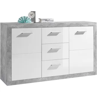 HBZ Sideboard 147 x 89 x 37 cm Beton / Weiß