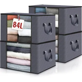 edihome edihome, Aufbewahrungstasche, (4 Stück), Kleideraufbewahrung, Kleiderschrank organizar, Unterbett Aufbewahrungsbox, Klappbar (Dunkelgrau, 4 Packung)