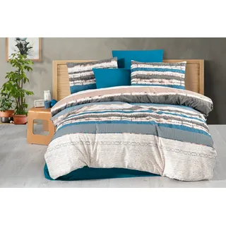 L'Essentiel Linge de Maison, Stella, Einzelbettbezug-Set (FR), 50 % BAUMWOLLE / 50 % POLYESTER, Blau, 140 x 200 cm - Blau, Weiß