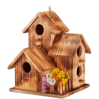 Relaxdays Vogelhaus 34 x 20 x 19 cm natur