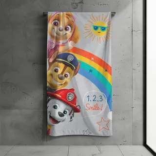 MTOnlinehandel Badetuch, Kinder, 70x140cm, 100% Baumwolle, weiches, saugfähiges Handtuch, Strandtuch für Jungen und Mädchen (Smile)