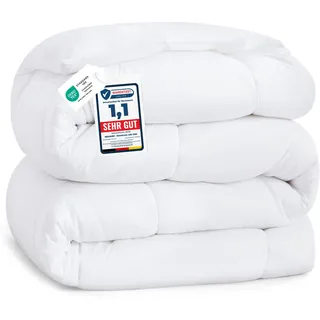 BEDSURE Bettdecke 155x220 Winterdecke 450gsm - Warm Winterdecke 155 x 220 cm für Winter, 220x155 Waschbar Dicke Winterbettdecke, Weiß