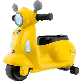 Chicco Motorrad Rutscher für Kinder Vespa Primavera, Kinderfahrzeug mit Elektronischem Bedienfeld, Lichtern und Geräuschen, Abnehmbare Stützräder, Max 25 kg, Kinderspielzeug von 1-3 Jahren, Gelb