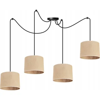 Hängelampe, Deckenleuchter, Lampenschirm 20 cm, Spinne - Schwarz, Weiß, Beige