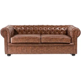 Beliani Sofa Kunstleder Goldbraun Chesterfield