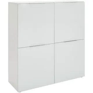 Voleo Highboard , Weiß Hochglanz , Metall , 6 Fächer , 110x117x40 cm , stehend , Kleinmöbel, Kommoden, Highboards