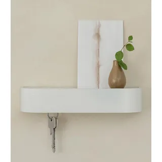 Kazai. Schlüsselbrett 'Toke' | Minimalistisches Schlüsselhaken-Design aus Berlin | Moderner Schlüsselhalter mit Ablage aus Holz | Schlüsselregal als Flur Möbel für die Wand | Weiß