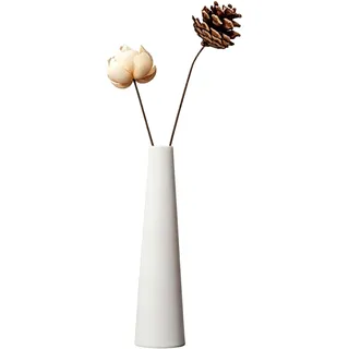 Kleine Keramikvase mit Knospen, hohe konische Blume, Einzelstielvasen, schwarze Vase, dekorative Blumendekoration für Hochzeit und Büro (weiß)