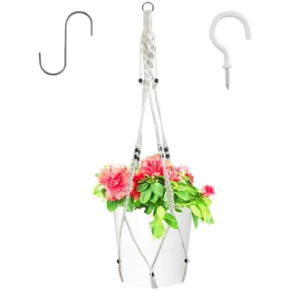 AMANDELIZABE Blumenampel - Boho Deko Baumwollseil Hängeampel für Blumentöpfe und Pflanzen, Innen- und Außenbereich, Decken, Balkone und Terrassen, 85 cm lang