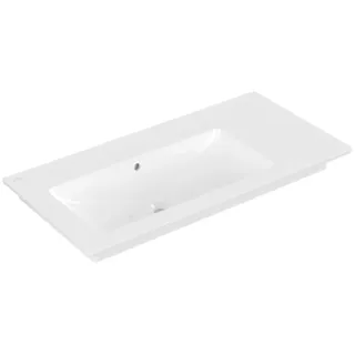 Villeroy & Boch Venticello Schrankwaschtisch, Becken links, ohne Hahnloch, mit Überlauf, 1000x500mm, 4134L3R1, Farbe: Weiß CeramicPlus