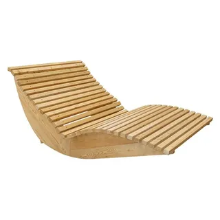 HOME DELUXE Wellenholzliege WOLGA - 120 cm | Holzliege, Gartenliege, Designliege, Sonnenliege - Naturbelassen, Beige