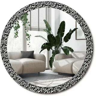 Wallfluent Spiegel Rund Ø 100 cm mit Aufdruck , Glas , 100x100x0.4 cm , Spiegel, Wandspiegel