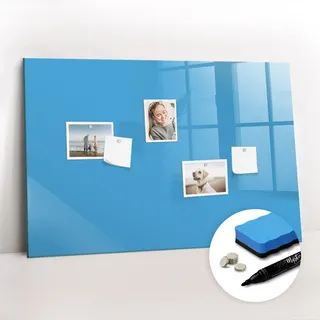Tulup Magnettafel 90x60 Blau schwarzer Marker , Glas , 90x0.4x60 cm , Bilder & Rahmen, Pinnwände & Magnettafeln
