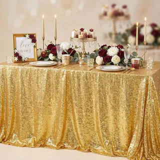 228,6 x 335,3 cm Pailletten Tischdecke, rechteckig, Pink 90"x156" Gold