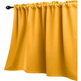 Gelbe Volantvorhänge für Fenster, 45,7 cm Länge, Stangentasche, Verdunkelung, Raumverdunkelung, Fenstervolants, Topper, Frühling, Sommer, Zitrone, Sommer, Volants für Küche, Wohnzimmer, Schlafzimmer,