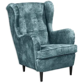 ed-lifestyle Ohrensessel OSKAR Holzwerkstoff/Schaumstoff 78 x 102 x 98 cm Smoke Blue
