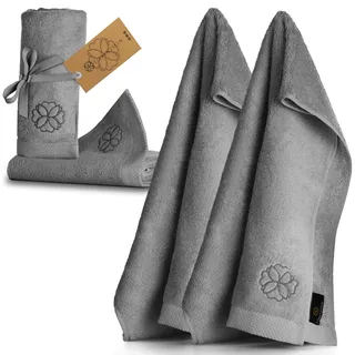 Liebenstein® Premium Handtuch Set - in anthrazit - 2 Duschtücher 70x140 cm und 2 Handtücher 50x100 cm aus feinster Baumwolle mit 550 g/m2 - außergewöhnlich weich und saugstark