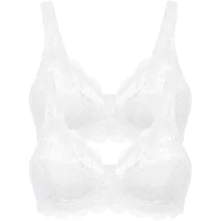 Bügelloser BH SUSA "Latina", Damen, Gr. 110, Cup D, weiß, Spitze, Obermaterial: 77% Polyamid, 15% Baumwolle, 8% Elasthan, bequem, BHs Bügelloser BH, zarte Spitze, atmungsaktiv, elastisch, bequem, BH-Set