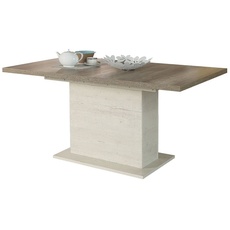 Bild Esstisch ausziehbar mit 1 Einlegeplatte, Holzwerkstoff, Pinie weiß