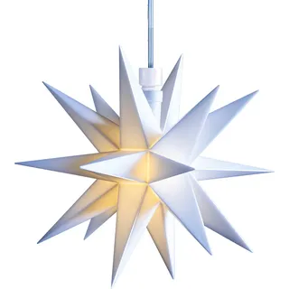 3D Ministern weiß Ø 12 cm LED Stern Weihnachtsstern Fenster Deko innen 5m Kabel + Trafo - Weiß