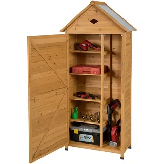 FANTASK 177x80x45cm Gartenschrank Holz, Geräteschuppen Werkzeugschrank Garten, Gerätehaus wetterfest, Gartenschuppen Geräteschrank, Holzschuppen mit Satteldach