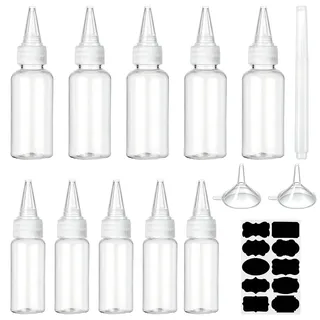 Gaomoeny Quetschflaschen Set 10 Stück 5x100ml 5x60ml Plastik Flaschen | Lebensmittelechtes PET, auslaufsicher mit Schraubdeckel, inkl. Trichter, Etiketten & Stift für Küche, Backen, Reise & DIY