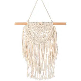 Hängedekoration CREATIV HOME "Makrame Hänger", natur, B:25cm H:50cm T:1,5cm, Dekohänger, Hängedekoration, mit Holzstab