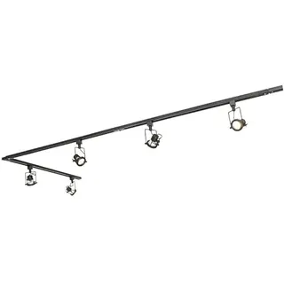 Qazqa Industrie Schienensystem Lampen Komplettset, Schienenbeleuchtung, Deckenstrahler, Deckenspot - Iconic Suplux - Schwarz, 5-flammig, 286cm, Ideal als Flur, Küche lampe, Schlafzimmerlampe