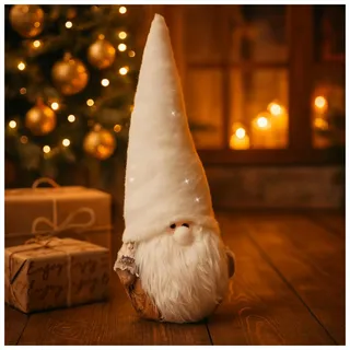 com-four® Weihnachts-Wichtel für die Weihnachtsdeko - skandinavische Figur als Dekoartikel - schwedischer Gnom-Aufsteller als Tischdeko - Sammlerfigur - Santa Claus mit Rinde