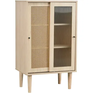 Urban Meuble Aktenschrank mit Rattan-Türen, 100x40x60 cm , Eiche San Remo , Holzwerkstoff, Glas , Rechteckig , 60x100x40 cm , Kleinmöbel, Kommoden, Sideboards