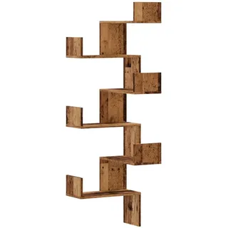 vidaXL Wand-Eckregal Altholz-Optik 45/45/147 Cm Holzwerkstoff , Braun , 45x147x45 cm , Wohnzimmer, Regale, Wandregale
