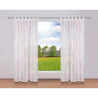 my home Gardine »DIMONA« Schlaufen 2 Stk. tlg. 2-er Set, Voile, Polyester, Wellen, rosa