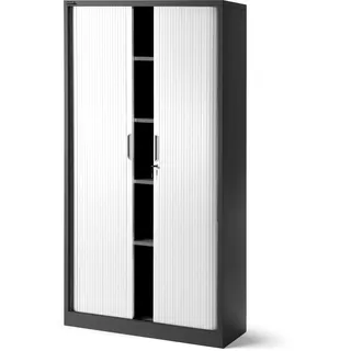 Jan Nowak Rollladenschrank Aktenschrank Büroschrank mit Rolltüren Querrollladenschrank Metall Pulverbeschichtung 4 Einlegeböden 185 cm x 90 cm x 45 cm (Anthrazit-Weiß)