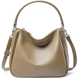 David Jones - Damen Schultertasche Hobo - Frau Umhängetasche PU Leder - Handtasche Top Griff Lange Henkel - Tasche Beuteltasche Mittelgroße - Shopper Einfache Klassische Leichte Elegante - Beige