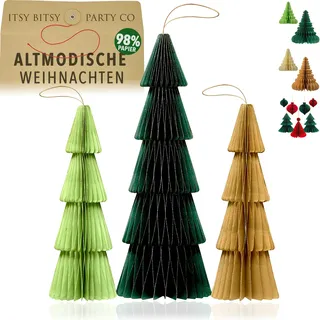 Premium Wiederverwendbare Weihnachtsdeko - Tischdeko Weihnachten/Deko Weihnachten - Papier Weihnachtsbaum Deko - Weihnachtsdeko Innen, Weihnachtsdeko Tisch (Stil 2 (grün, braun))