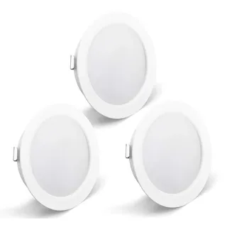 KYOTECH 3er Set LED Möbelleuchte 230V, 3.5W LED IP44 G4 15mm Flache Möbel Einbaustrahler, 3000K Warmweiß, Küchenhaube Leuchte, Badleuchte Einbauspot (Weiß)
