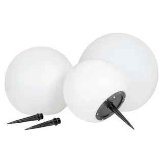 Lifton — 3er-Set Solar-LED-Gartenkugeln in 3 Größen, weiß, IP44