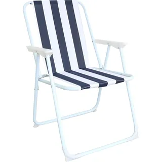 Klappbarer Campingstuhl Gartenstuhl Festival Strandstuhl Angelstuhl Dunkelblau-gestreift