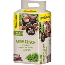 Floragard Bio-Erde Aromatisch 1x25 Liter - für Anzucht und Aussaat sowie für Kräuter - torffrei und vegan