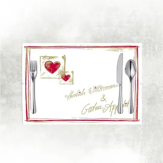 Mank GmbH Tischsets aus Papier 40 cm x 30 cm, Platzset Tischset einweg, Platzdeckchen 100 Stück HERZLICH WILLKOMMEN