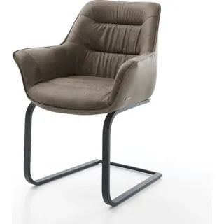 DELIFE Freischwinger Kaira-Flex Mikrofaser Taupe Vintage Freischwinger flach Schwarz - Beige, Taupe, Schwarz