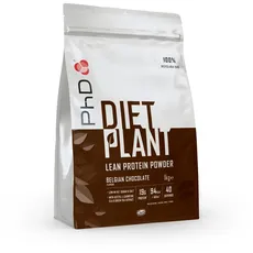 PhD Nutrition Diet Plant Vegan Protein Pulver, pflanzliches Protein mit hohem Eiweißgehalt, veganes Eiweißpulver, belgische Schokolade, 18g Eiweiß, 40 Portionen pro 1kg Beutel