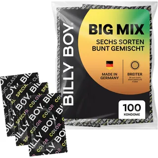 Billy Boy Kondome BIG MIX 100er Kondommix in BREITER Passform (56mm) | verschiedene Sorten bunt gemischt (1x100 Stück)