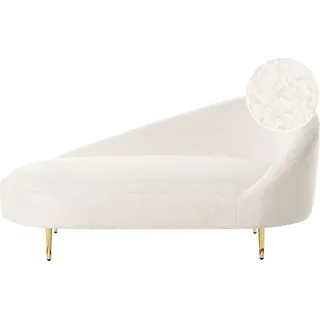BELIANI Chaiselongue Rechts Cremeweiß Bouclé-Stoffbezug Gesteppt mit Goldenen Metallbeinen Modern Liegesessel Relaxliege für Wohnzimmer Schlafzimmer - Weiß, Gold