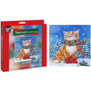 Grafix Diamond Painting Weihnachten, Katze im Schnee 20x20 cm