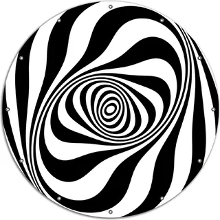 Wallario rundes Outdoor-Poster für Garten oder Balkon, Motiv Optische Täuschung - Zebra Muster - schwarz weiß, 120 cm Durchmesser - Schwarz