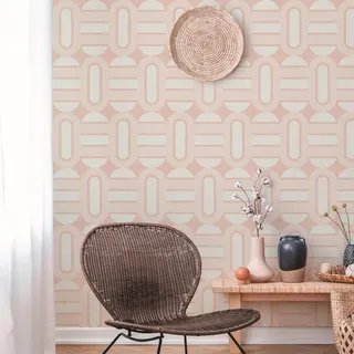 A.S. Création Retro Tapete 70er 9 m x 0,35 m 395365 Beige/Rosa