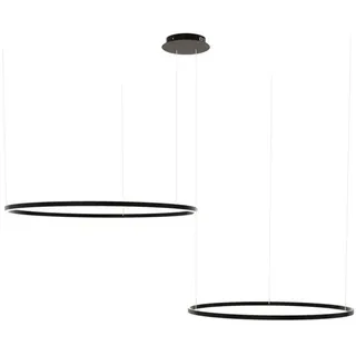 s.luce Led-Hängeleuchte 2er Ring Schwarz Ø 120 | 100cm , Metall , Rund , LED integrated , F , 120x3.3x1.3 cm , Lampen & Leuchten, Innenbeleuchtung, Hängeleuchten, Pendelleuchten