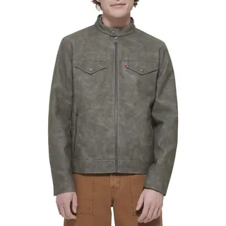 Levi's Herren Racerjacke aus Kunstleder Jacke, Hellgraues Nubukleder, Medium