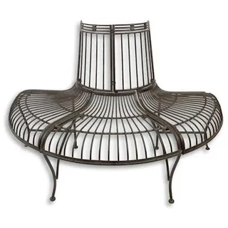 Bank Gartenbank Parkbank Baumbank halbrund braun Eisen Vintage Look 133,8 cm - Braun